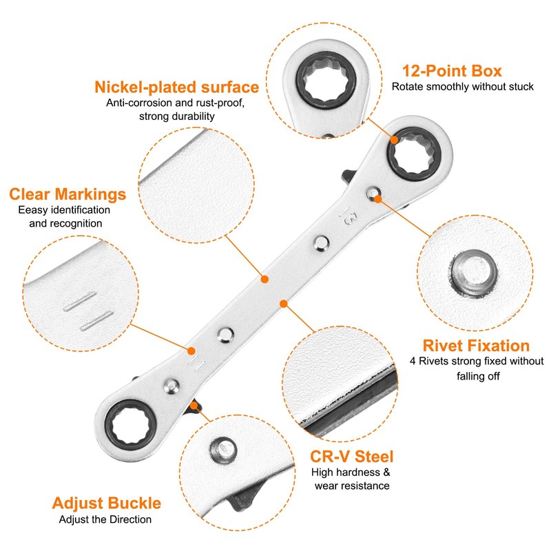 sourcing map Double Box End Reversible Ratcheting Wrench 11mm x