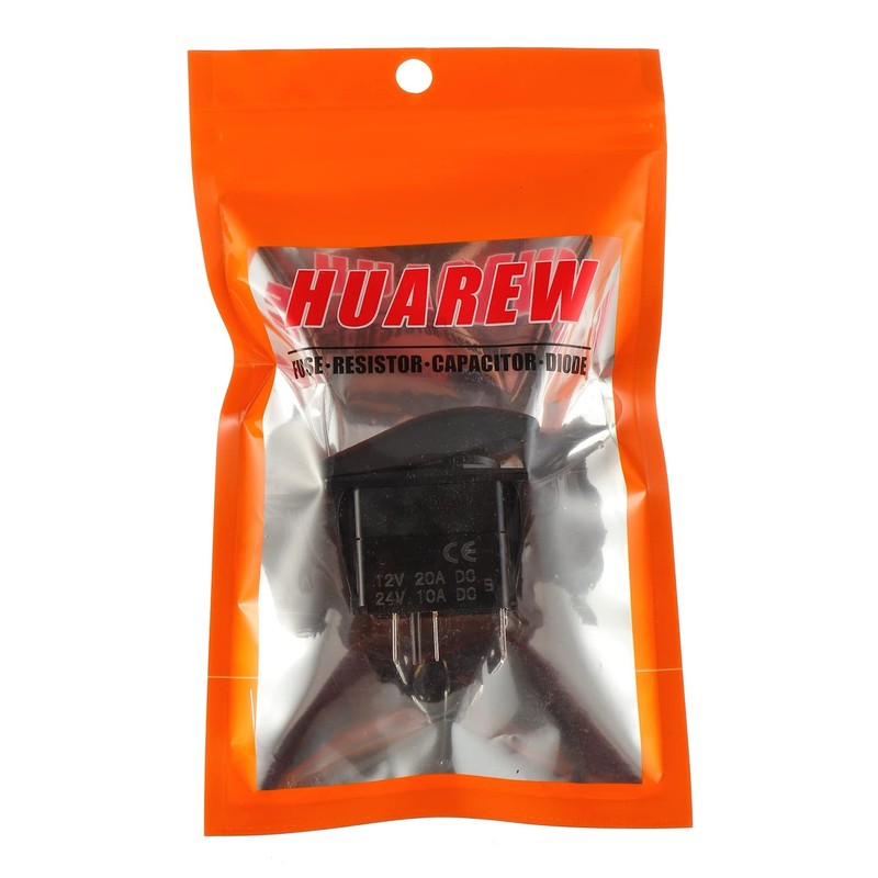 HUAREW 12V 20A Rocker Switch Panel Blue LED Light, Waterproof