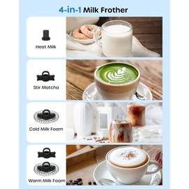 ECOWELL Milk Frother, Coffee Frother Electric, Automatic Hot and Cold Foam Frother, Stainless Steel Milk Steamer and Frother for Latte, Macchiato, Cappuccinos 8.1oz/240 ml Silver, WMMF02