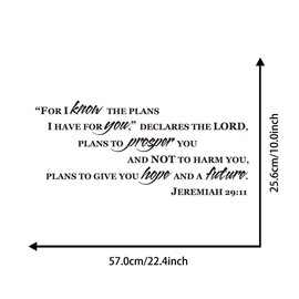 Artibetter Wall Stickers, Bible Verse Wall Decals, Inspirational Quotes Wall Decal, 29:11 for I Know The Plans for You Bible Verse Wall Decal Sticker for Living Room Church
