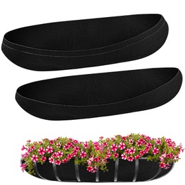3PCS 36 Inch Planter Basket Liners Fabric Window Box Liners Felt Trough Planter Liner Replacement Black Flower Basket Liner Non-Woven Hanging Plant Liner for Planters Garden Fence - Avoid Bird Nesting