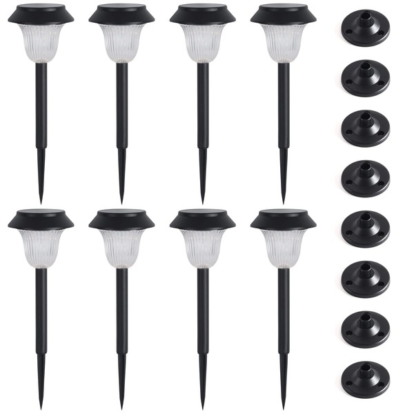Ajinsn Solar Pathway Lights, 8 Pack Warm White LED Solar Powered Lights Outdoor, IP65 Waterproof, Auto On/Off Bright Up to 12 Hrs Solar Garden Lights for Patio Yard Lawn Driveway Walkway