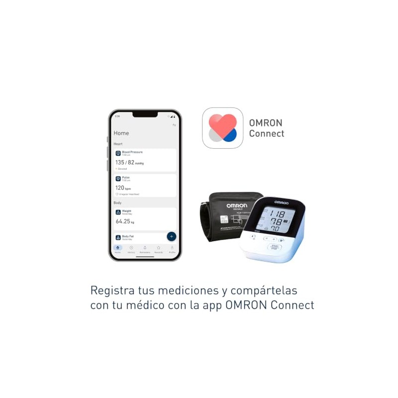 OMRON Baumanómetro digital de brazo 7156T con Bluetooth y brazalete