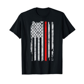 Thin red line American flag Patriot Firefighter gift Fireman T-Shirt