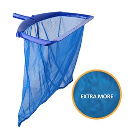 Pool Stomach Heavy-Duty Pool Skimmer Net & Leaf Rake with Extra-Deep Reusable Fine Mesh Bag - Professional Pool Cleaning Tool (Blue, Model 1209)