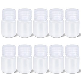 ASEVAT 10Pcs 2oz Plastic Reagent Bottle, Laboratory Grade Polypropylene Wide Mouth with Screw Cap, Plastic Sample Bottles for Classrooms or Storage at Home (Translucent)