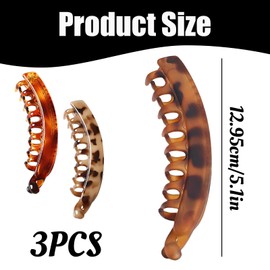 3 Pcs Banana Hair Clips, Simple Ponytail Clips, Large Banana Clip for Thick Hair, Claw Clip for Thick Hair, Non-slip for Women Girls