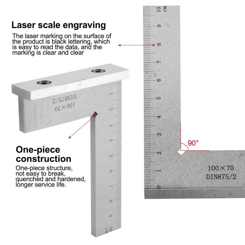Try Square 100 x 70 mm, 90° Metal Carpenter's Square