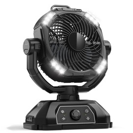 VOSFEEL Rechargeable Camping Fan 30000mAh with RGB Lantern, 0-100 Wind Speeds Portable Battery Operated Oscillating with LED Display, 360° Airflow Tent Beach Cordless Travel Fans