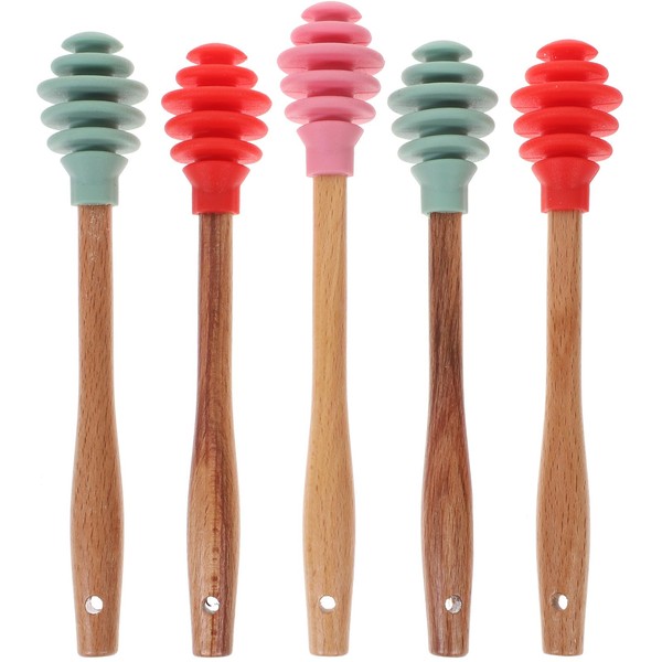 5pcs Silicone Honey Sticks: Non-Stick Honey Spoon Honey Dipper Honey