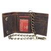MARSHAL Men’s Brown Leather Angry Bull Chain Wallet – Trifold