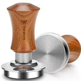 Espresso Tamper, 51MM 2 Spring-Loaded Calibrated Tamper with Stainless Steel Ripple Base, Walnut Wooden-Handle Tamper Compatible with Espresso Coffee Machine 51MM Diameter Portafilter