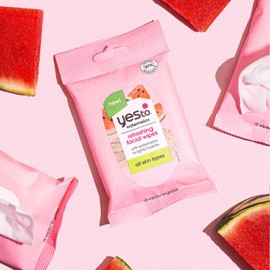 Yes To Watermelon Refreshing Facial Wipes, Hydrating Formula That Removes Dirt, Oil & Grime, Leaves Skin Refreshed & Brighter, Aloe, Natural, Vegan & Cruelty Free, 10 Count (8036110)