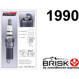 BRISK Iridium Premium+ Plus P37 RR17BYIR-9 1990 Spark Plugs (Pack of 4)