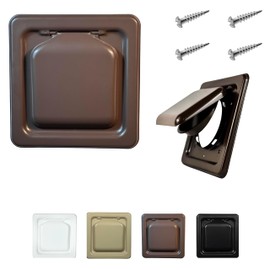 NO-PEST VENT MetalGuard, Dual Door Dryer Vent Cover Outdoor 4 Inch, Powder-Coated Heavy Duty Steel, Pest Proof, Rust Resistant, Safe & Efficient Vent Cap (Brown, STEEL 4" W/O Duct Tube)