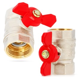 Ball Valve with Butterfly Handle Pack Nut IG 3/4 Inch x 3/4 Inch Water Ball Valve Wing Handle Durable Brass Outlet Valve Corrosion Protected Hot Water
