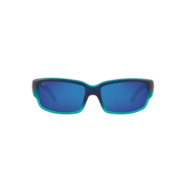 Costa Del Mar Men's Caballito Polarized Rectangular Sunglasses, Matte Caribbean Fade/Grey Blue Mirrored Polarized-580G, 59 mm