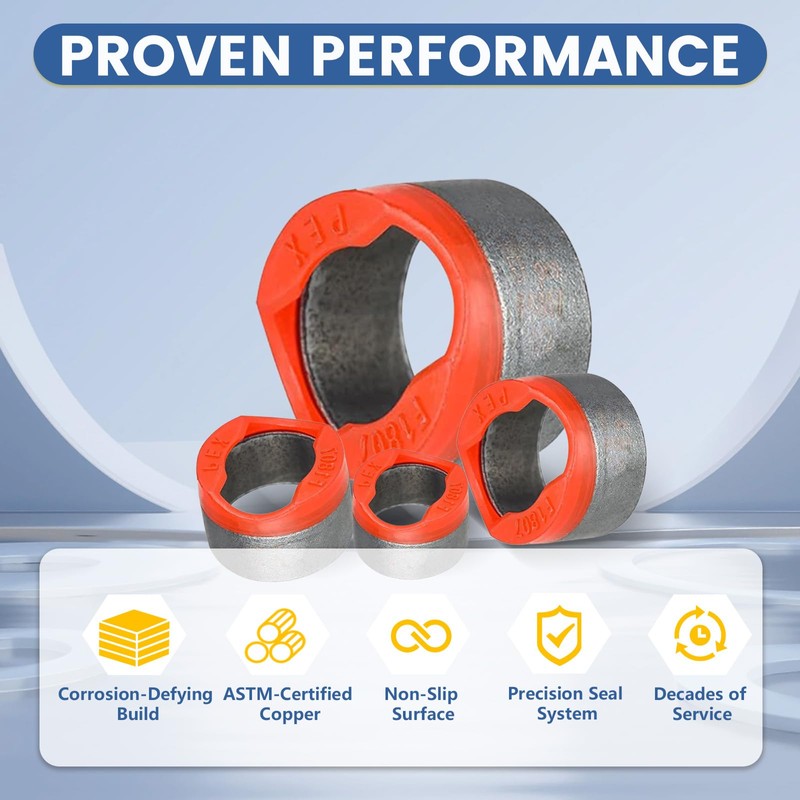 100Pcs GUOFIS PEX Copper Ring with End Stop,1/2Inch Pro Pex