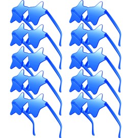 Morcheiong Pack of 10/20/30/40 Star Sunglasses, Colourful Rimless Sunglasses, Cool Pentagram Glasses for Pool, Wedding, Birthday Party (10, Royal Blue)