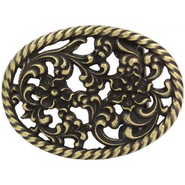 BELTINGER Belt Buckle Flower 4.0 cm | Buckle Interchangeable Buckle Belt Buckle 40 mm Solid | Interchangeable Belt up to 4 cm, Old Brass