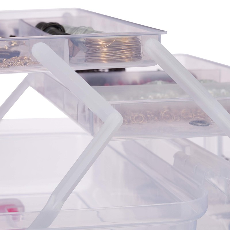 Relaxdays 1 x Transparent Plastic Box, 9 Compartments, Tool Box,