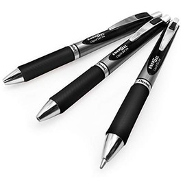 Pentel-Energel BL80 Retractable Liquid Gel Ink Rollerball Pen - 1.0mm - Black - Pack of 3