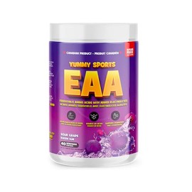 Yummy Sports EAA Supplement Powder – Pre Workout Powder - Keto-Friendly, Gluten-Free, Sports Nutrition Pre-Workout Powder for Men & Woman - 360g, 40 Servings - Sour Grape
