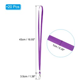 PATIKIL Neck Lanyards, 20 Pack Polyester Flat Strap Lanyard with Clip Swivel Hook for Office Id Badges Key Chains, Purple