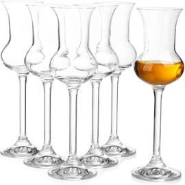 Crystalex Grappa Wine Glasses Set Of 6, Stemmed Crystal Red & White Wine Glass Set, Bohemia Crystal Lead-Free 2.87 Oz (85_ML)