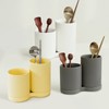 Pleated, drainage ceramic 2-compartment cutlery holder / 플리츠 물빠짐 도자기