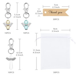 GWHOLE 90pcs Guardian Angel Keychains with 30 Angel Keyrings 30 Organza Bags 30 Thank You Tags, Thank You Gifts for Teacher Nurse Guests Baby Shower Wedding Christening