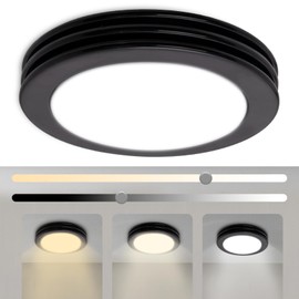 Akicon Bathroom Exhaust Fan with Light, 80CFM 2.0 Sones Round Bathroom Fan Light Combo, Dimmable 3CCT LED Light Bathroom Fan with Acrylic Light Cover for Medium Bathroom (Matte Black)