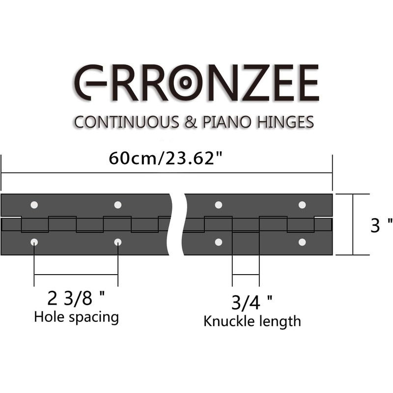 Piano Hinge 24 Inch x 3 Inch Heavy Duty Stainless