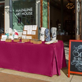 Tablevogue Event Linens Washable Microfiber 6’ Foot Fitted Tablecloth Cover for Rectangular Buffet Table, Parties, Holiday Dinner, Garnet