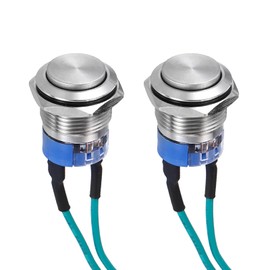 DMiotech 2 Pack 19mm / 3/4" Stainless Steel Latching Push Button Switch Domed Head 5A 0-250V Silver Shell 2 Pin with Cable Socket 1NO for Car Boat Systems Custom Setups