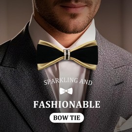 LHXzizizi Bow Tie for Men, Mens Bow Tie With Double Layer Design Adjustable Pre-Tied Bowtie for Wedding School Party Banquet (Black)