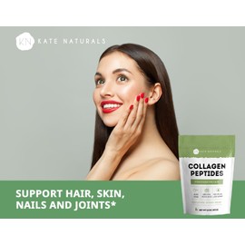 Kate Naturals Collagen Peptides Powder for Hair, Skin, Nails, & Joints (16oz, Hydrolyzed, Unflavored) Grass-Fed & Pasture-Raised Bovine Collagen Types 1 & 3