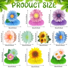 10 Pieces Sunflower Honeycomb Centerpiece Table Toppers, Autumn Summer Spring Birthday Decor for Women Kids Office Classroom Birthday Party Easter Butterfly Party Daisy Party Mother's Day Supplies