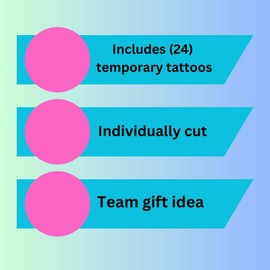Cheerleader Cheer Temporary Tattoo, Gift for Girls Team, Goody Bag Item, Pack of 24 Individually Cut
