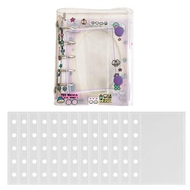 PAVIKE Girls Transparent Sticker Notebook, Sticker, Binder with Clip, Trifold Type, Removable, PVC Material, Waterproof, 20 Sheets M5 Transparent Inner Pages, Approx. 4.2 x 5.0 inches (10.8 x 12.8 cm
