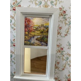 Unbranded Riverside Country Cottage Dollhouse Miniature Stained Glass Window Film