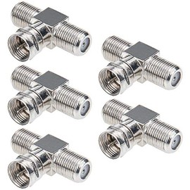 TV Cable Splitter, Antenna Splitter 2 in 1 Out 5 Pack RFAdapter F Type RG6 Male to 2 F Female 3 Way Coaxial Cable Splitter Coax T Connector Adapter for Video VCR Antenna TV Cable Satellite