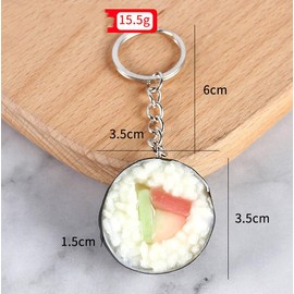tenghong2021 Imitation Food Keychain Fried Chicken Leg Nuggets Wing Creative KeyRing Fun Cute Handbag Purse Car Accessories, Sushi, Small