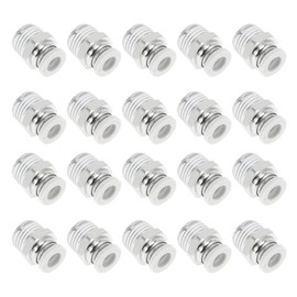 Motoforti Push to Connect Air Fittings 1/4" Male Thread Air Line Quick Connector Plastic Metal 1/4"BSPT 20 Pcs White Silver Tone