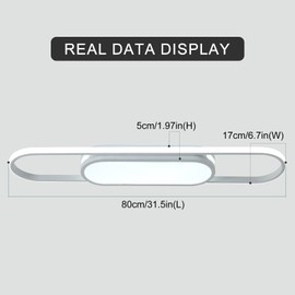 Qcyuui Modern LED Ceiling Light,Dimmable Linear Ceiling Lamp,31.5in Kitchen Lighting Fixtures Ceiling for Bedroom Hallway Dining Room (45W/3000-6500K/White)