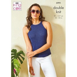 King Cole Ladies DK Knitting Pattern Stocking Stitch or Cable Panel Top (5991)