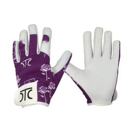 D.C.T Real Leather Gardening Gloves Thorn Proof Garden Gloves with Goatskin Leather Palm Breathable spandex back an adjustable Strap Gardening Gloves for Men and Women (X-Large, Purple)