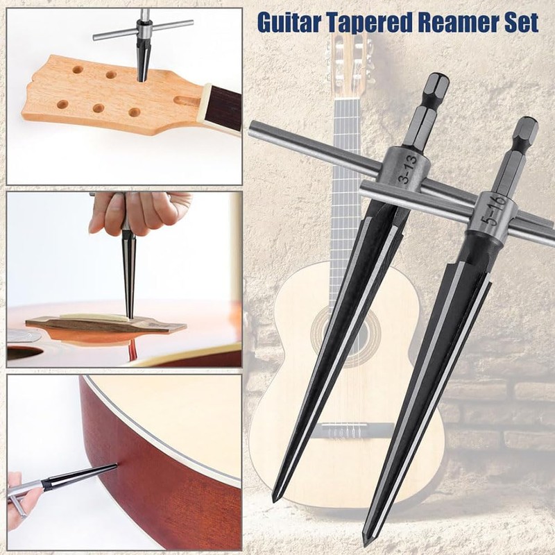 Bestgel 2pcs Tapered Reamer, Straight Flute T Shape Hand Tapered