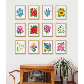 12Pcs Flower Mini Diamond Painting Kits for Adults,Small Diamond Art Kit Full Round Drill,Gem Art for Beginner,Gifts,Home Wall Decor