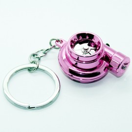 LED-Mafia Electric Turbo Keyring with Sound & Light Turbocharger Keychain Chrome Metal Pendant Key Pink, pink